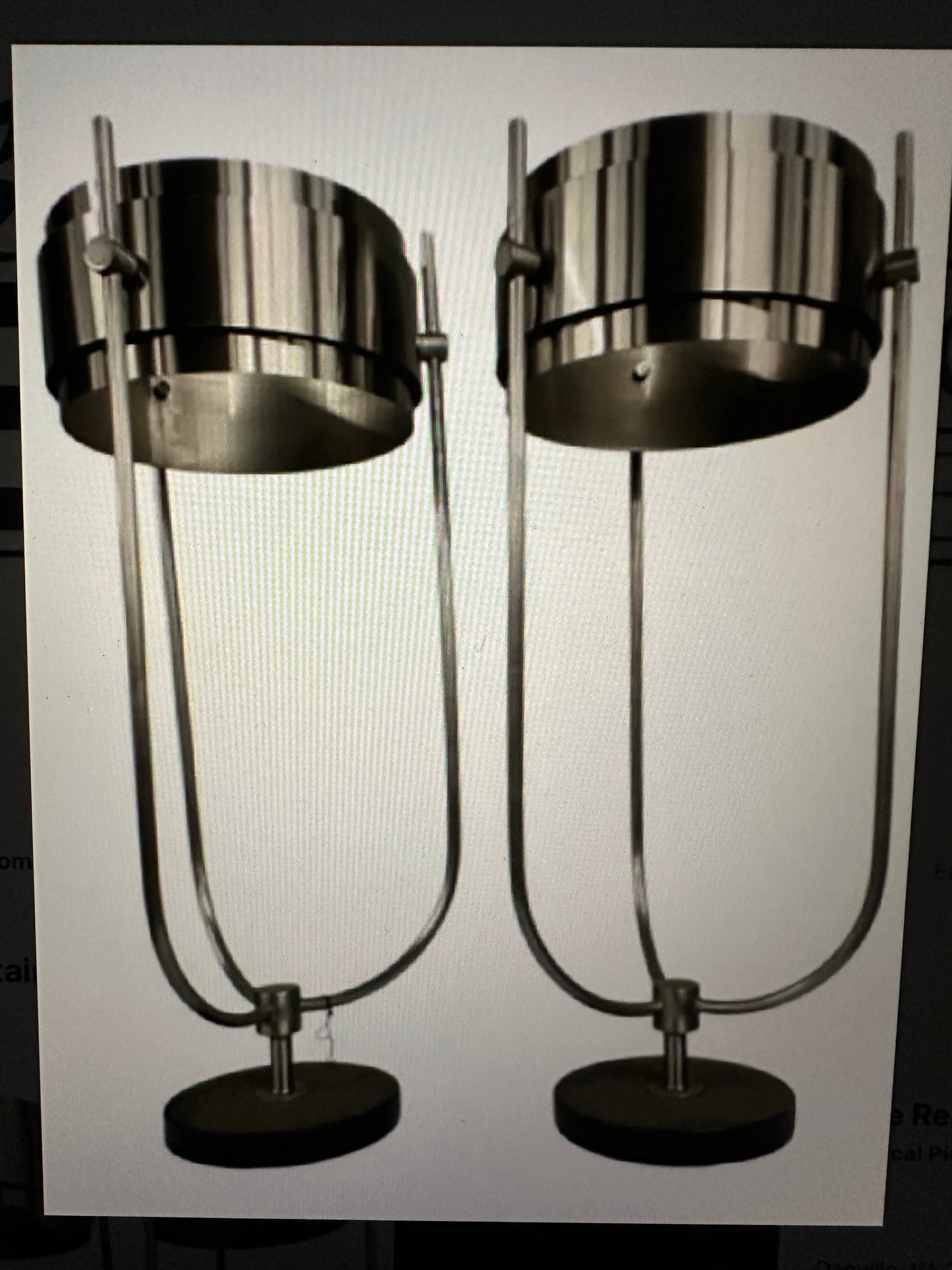Matching Pair Tall Stainless Lamps 38 x 16