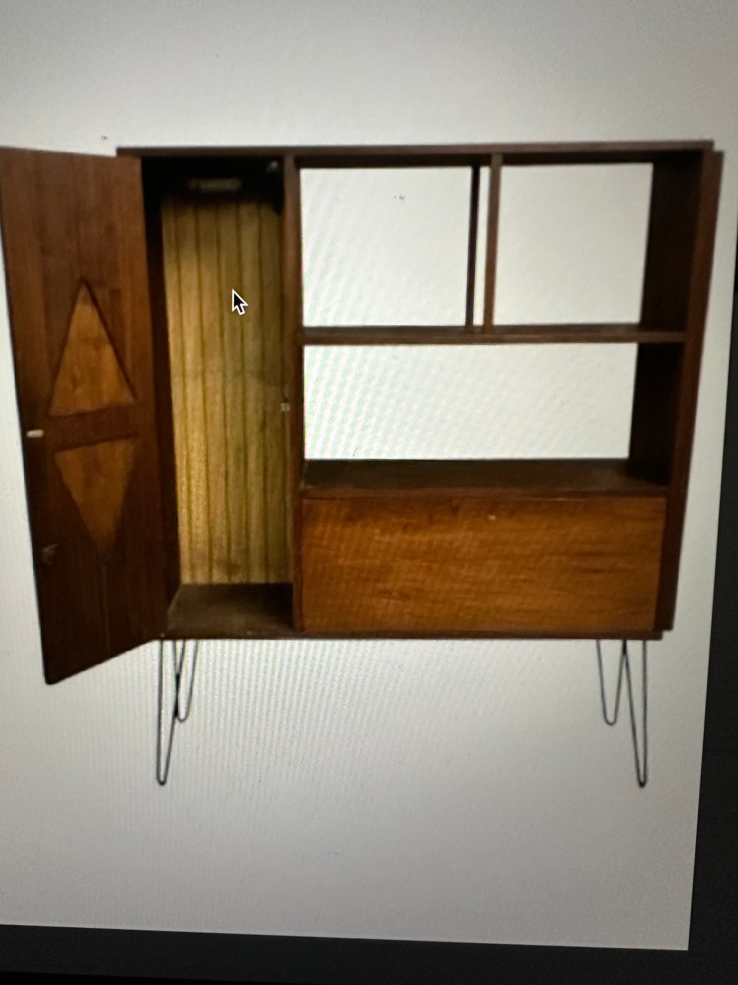 Atomic Mid-Century Bar Cabinet, Hairpin Legs