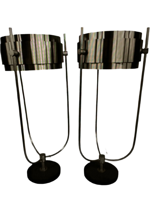 Matching Pair Tall Stainless Lamps 38 x 16