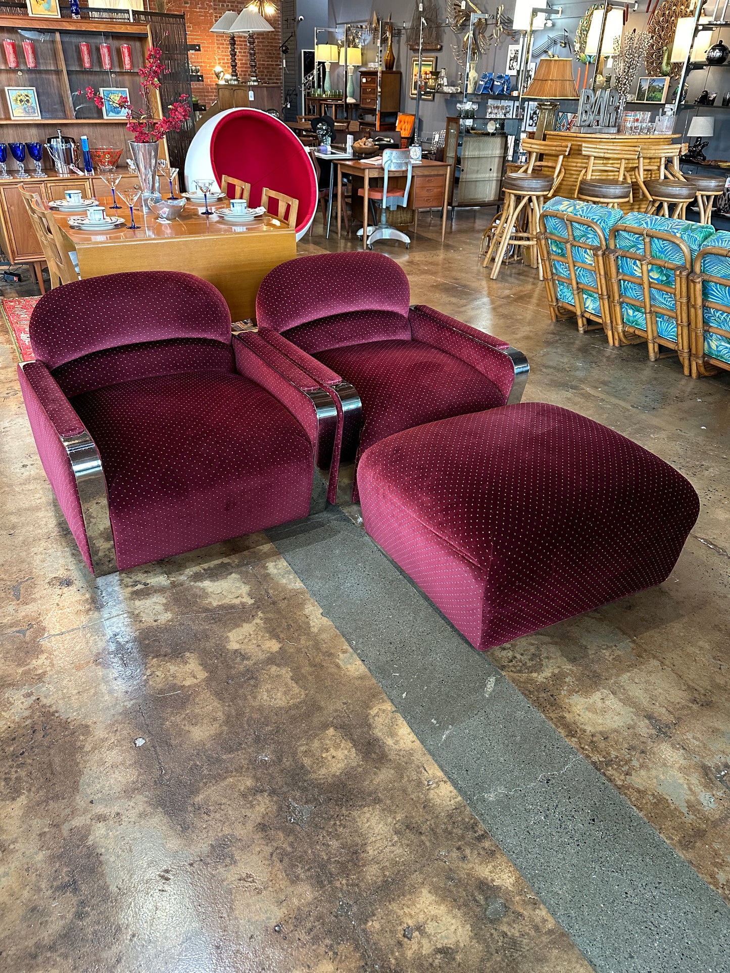 BRUETON HABANA LOUNGE CHAIRS AND OTTOMAN