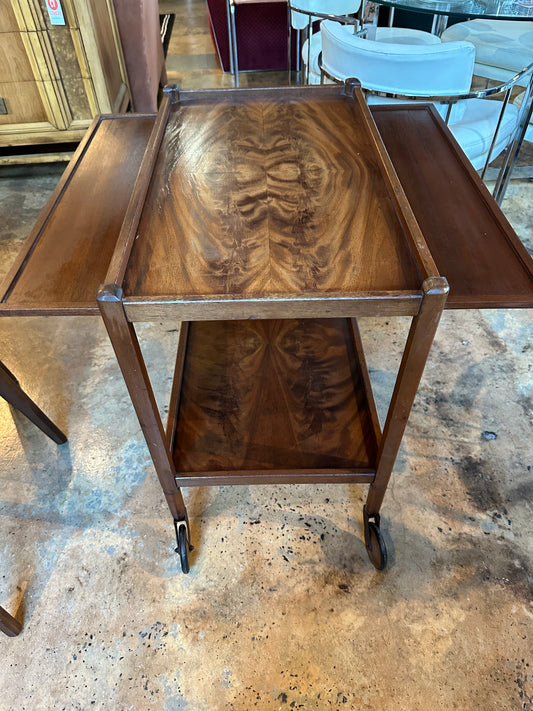 Vintage Walnut Bar Cart with Removable Tray