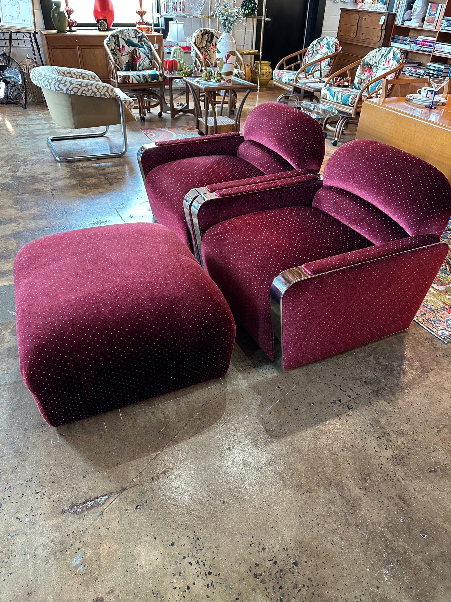 BRUETON HABANA LOUNGE CHAIRS AND OTTOMAN