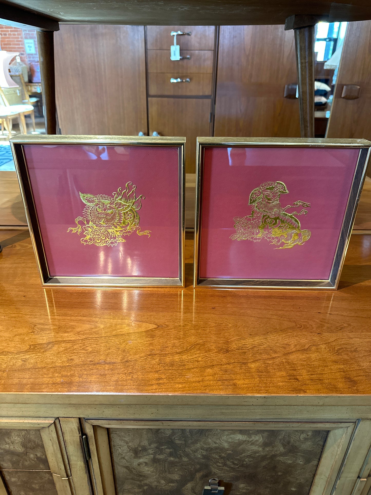 PR OF FOO DOGS W/ FRAMES