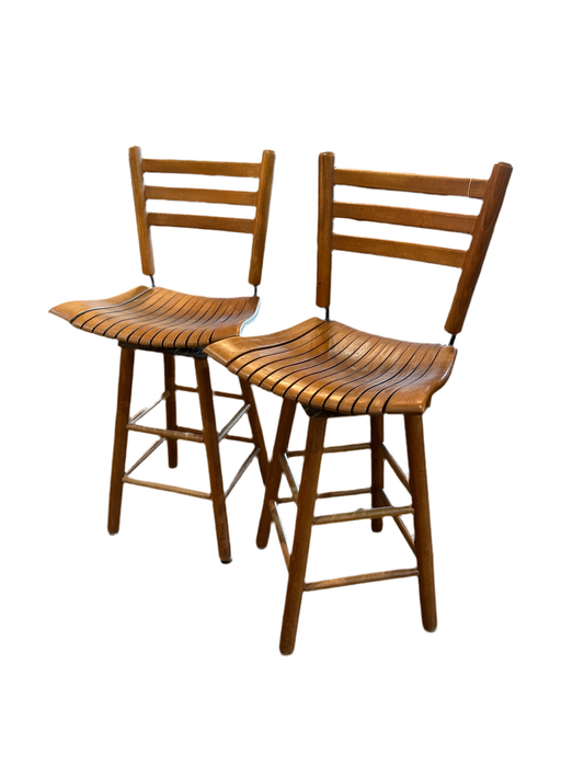 PR of 1960S SLATTED BARSTOOLS BY BUILTRIGHT