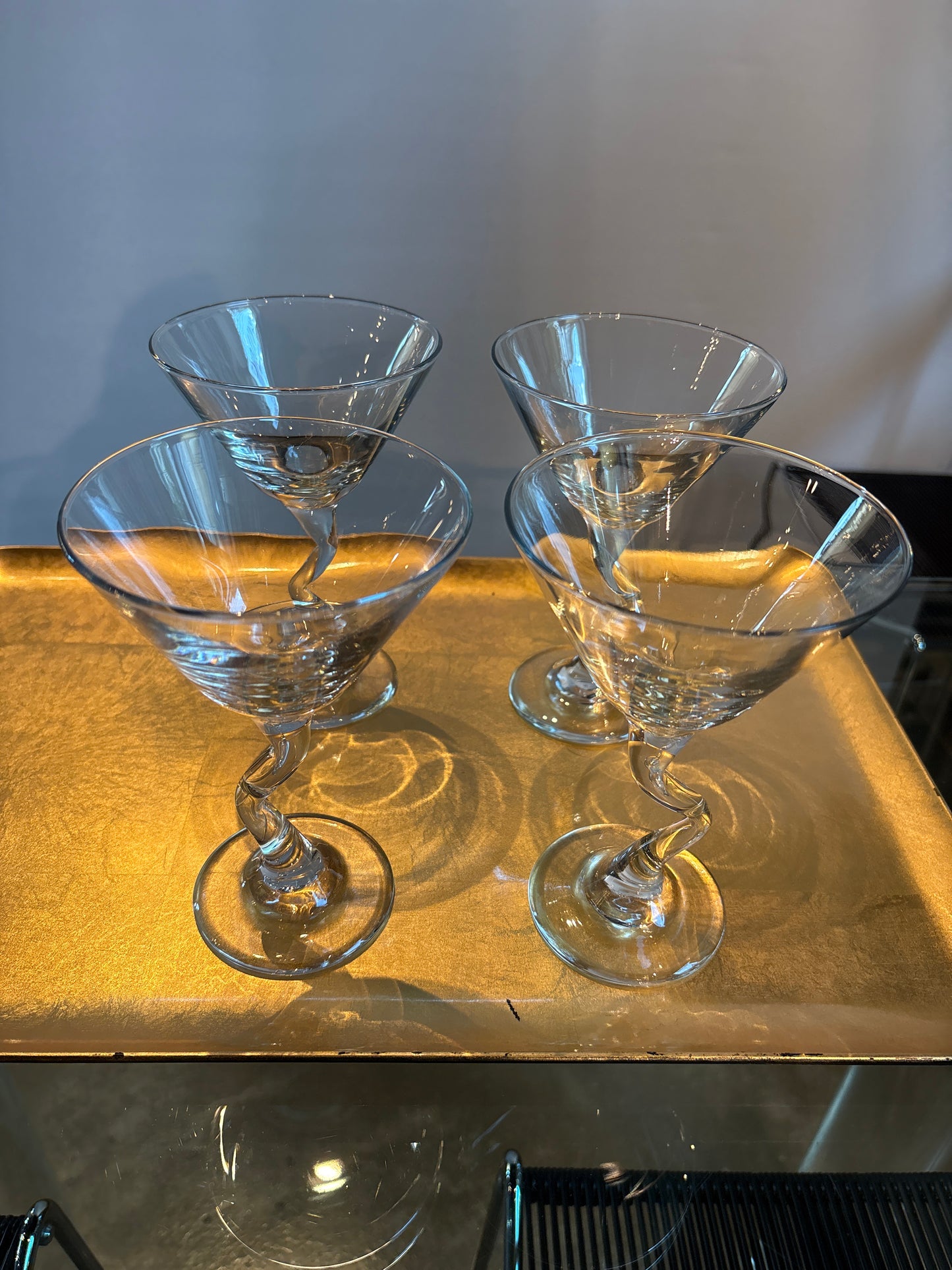 SET OF 4 TWISTED MARTINI GLASSES