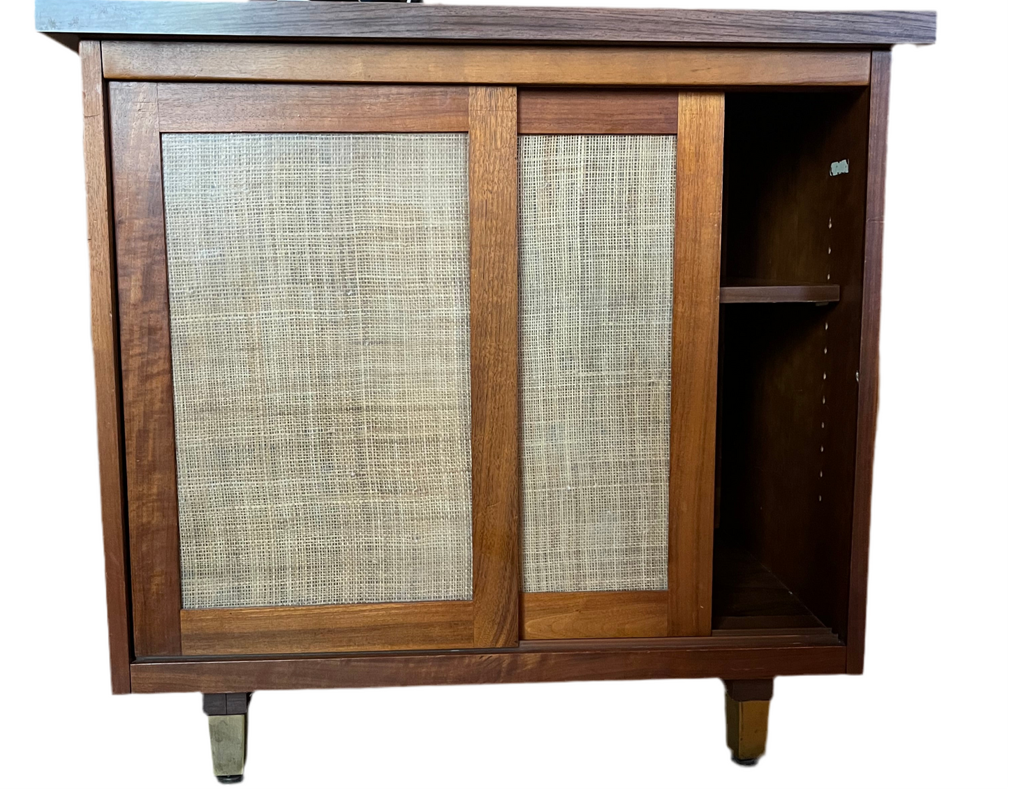 MCM WALNUT CABINET W/SLIDING DOORS