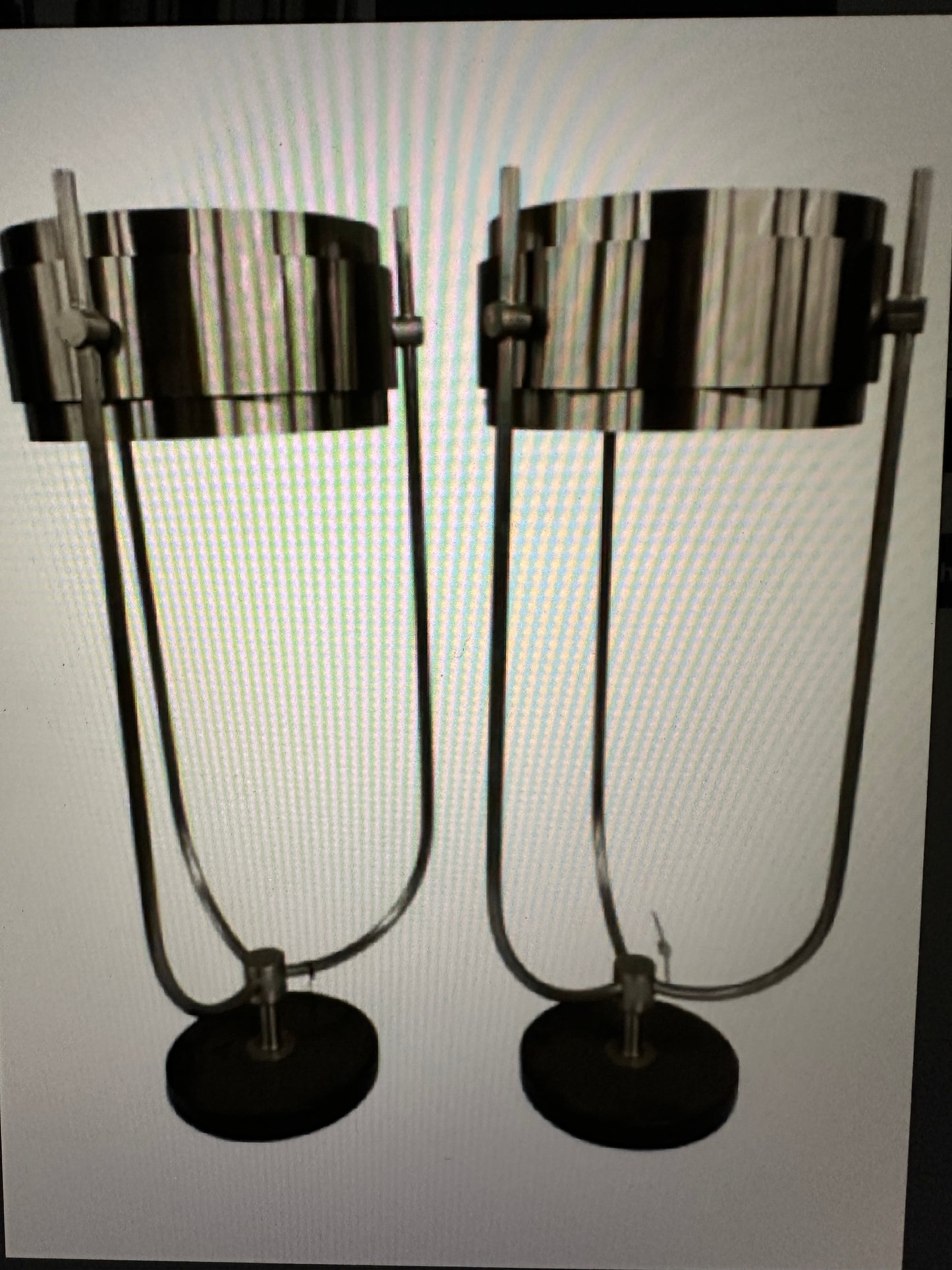 Matching Pair Tall Stainless Lamps 38 x 16