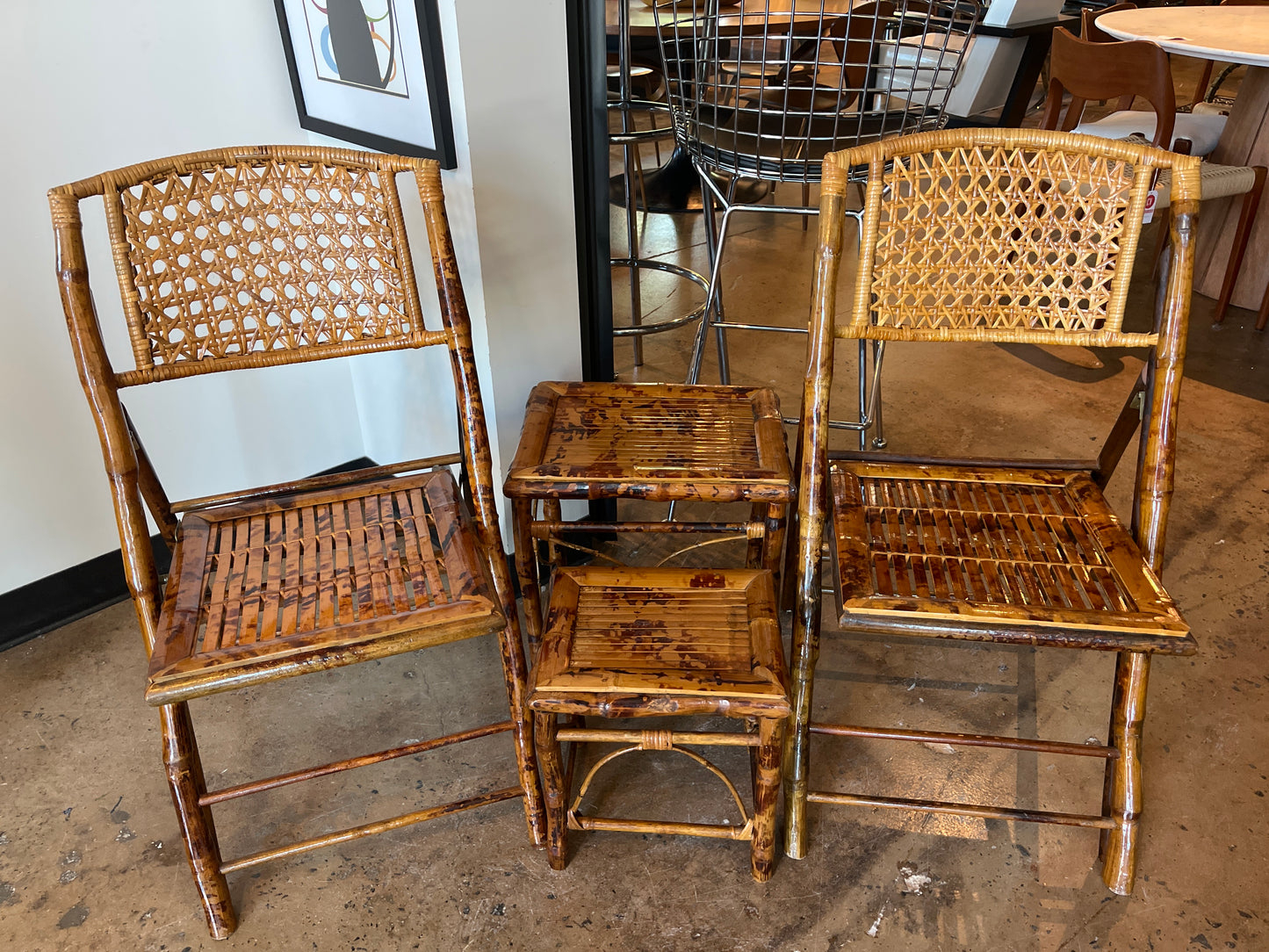 SET OF 2 BAMBOO CHAIRS AND 2 TABLES