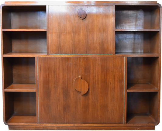 Early Midcentury Art Deco Style Rosewood Bar and Bookcase