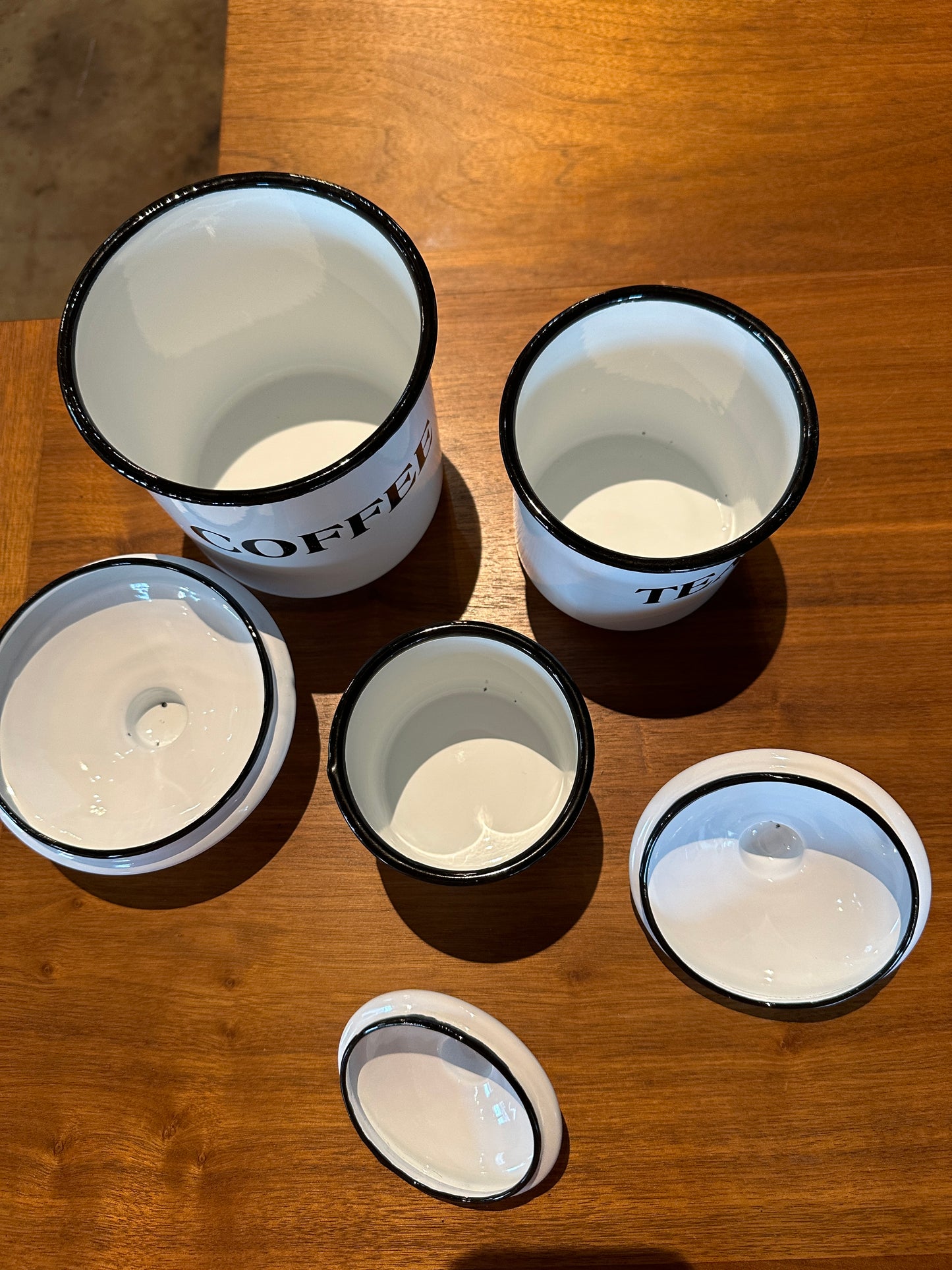 WHITE ENAMEL CANISTER SET