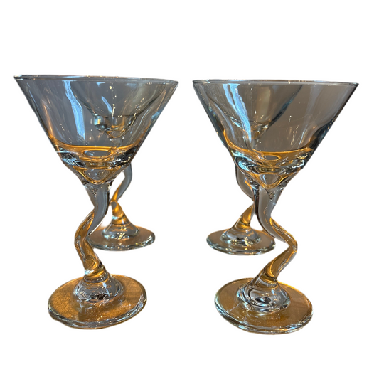 SET OF 4 TWISTED MARTINI GLASSES