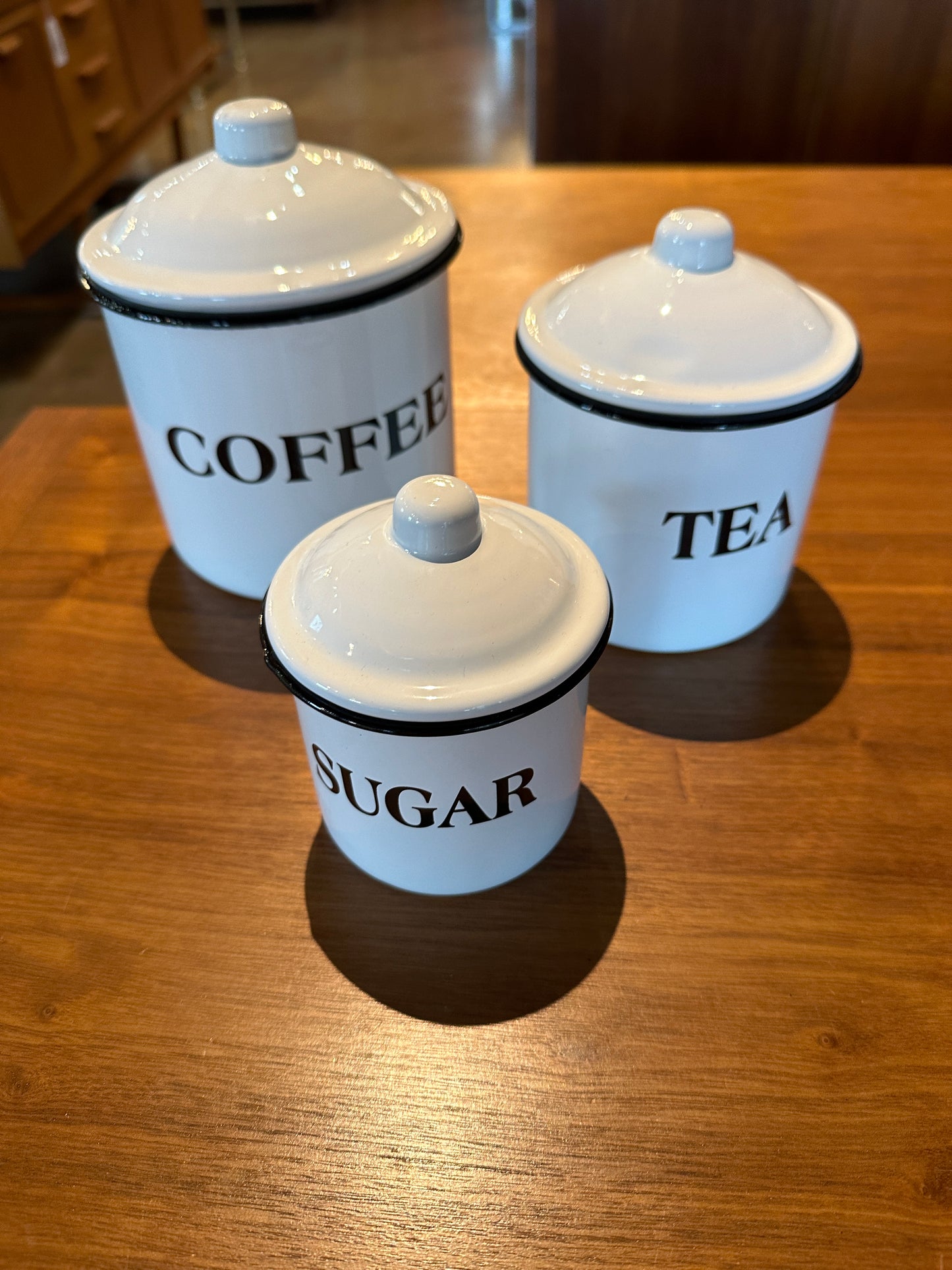 WHITE ENAMEL CANISTER SET