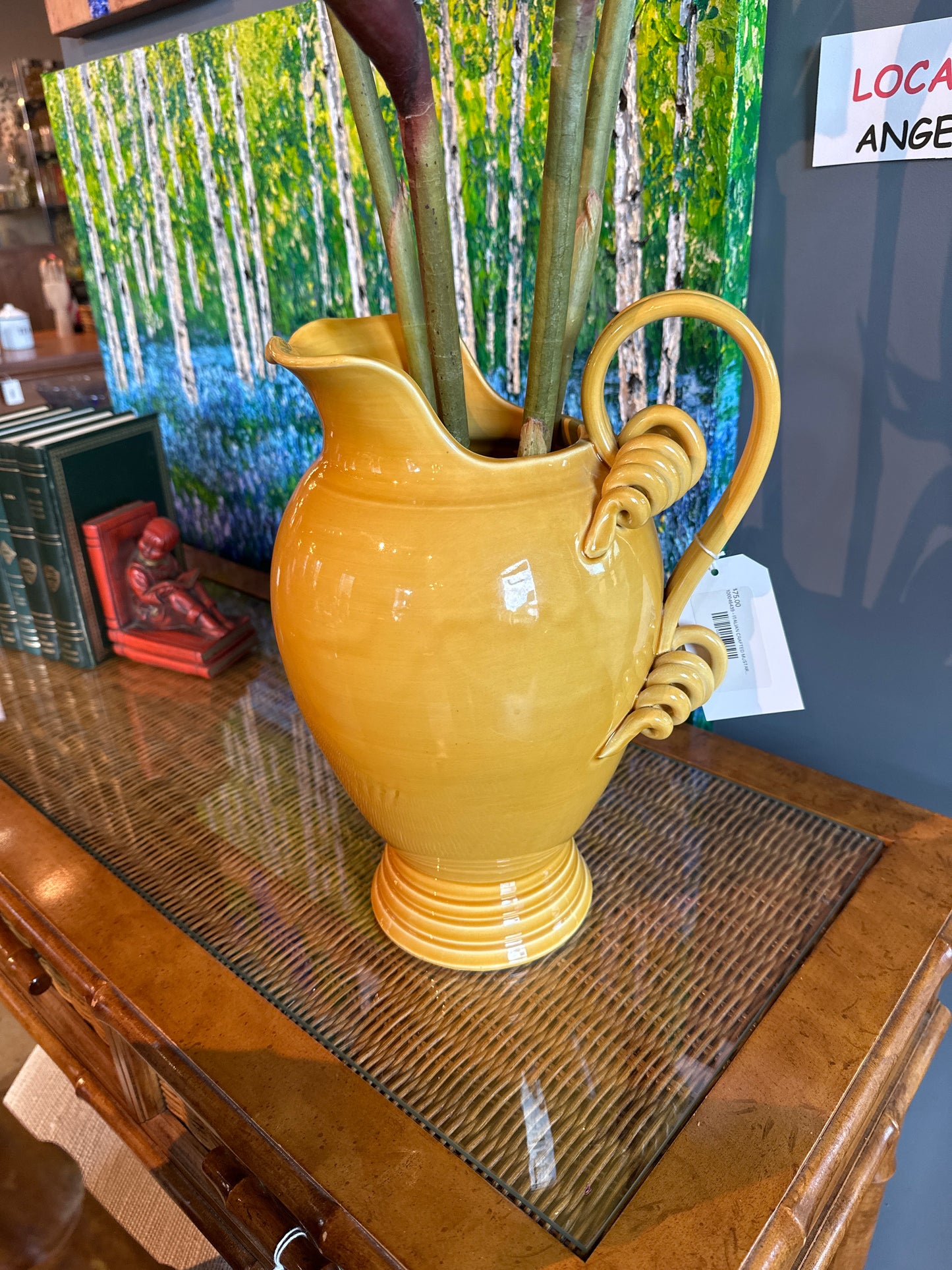 ITALIAN CRAFTED MUSTARD VASE