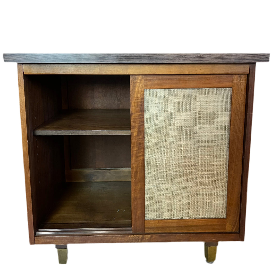 MCM WALNUT CABINET W/SLIDING DOORS