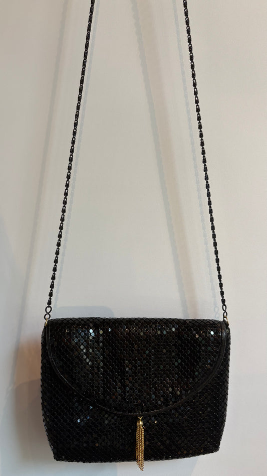 BLACK MESH EVENING BAG