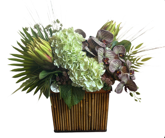 ARRANGEMENT IN BAMBOO PLANTER