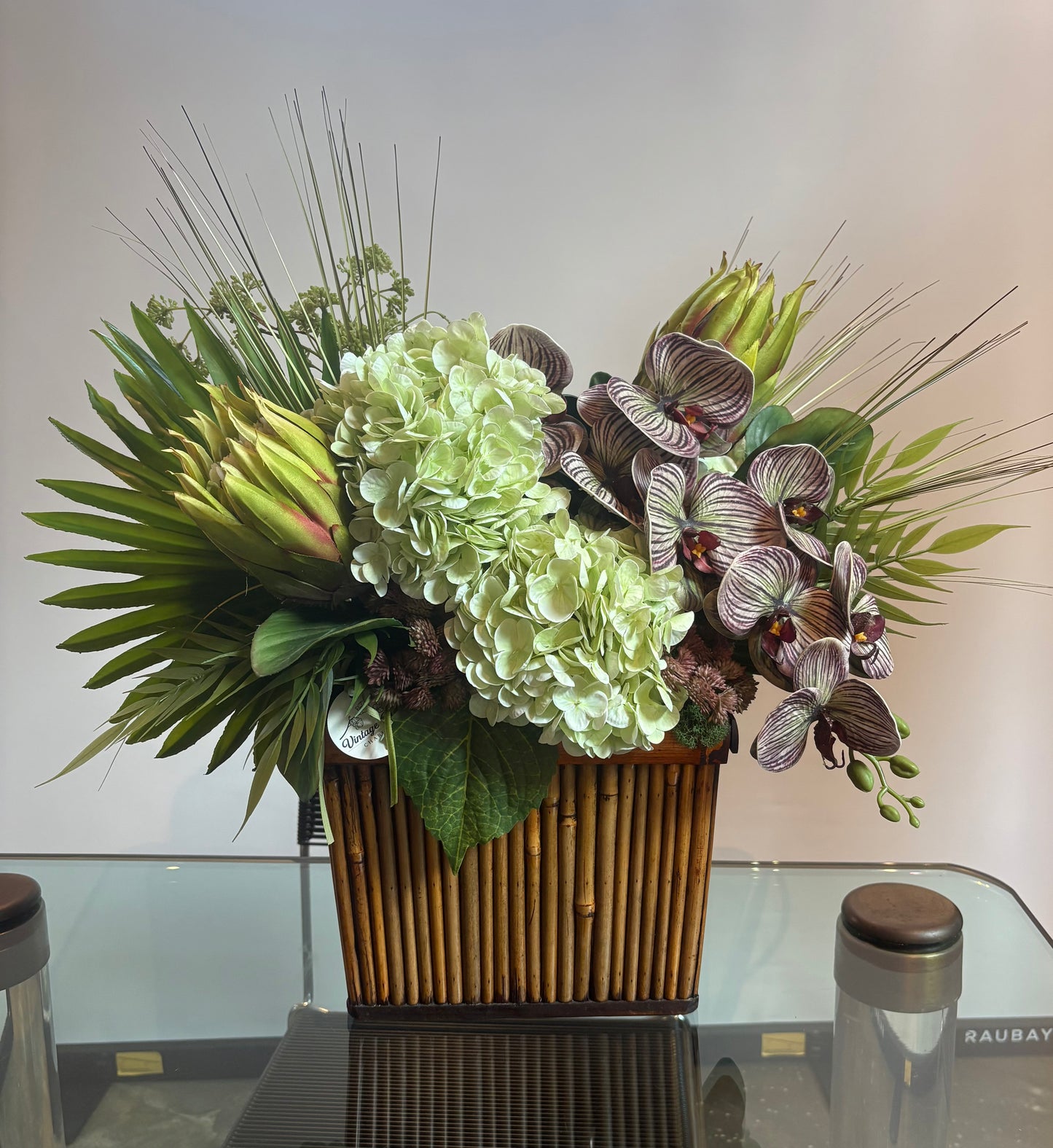 ARRANGEMENT IN BAMBOO PLANTER