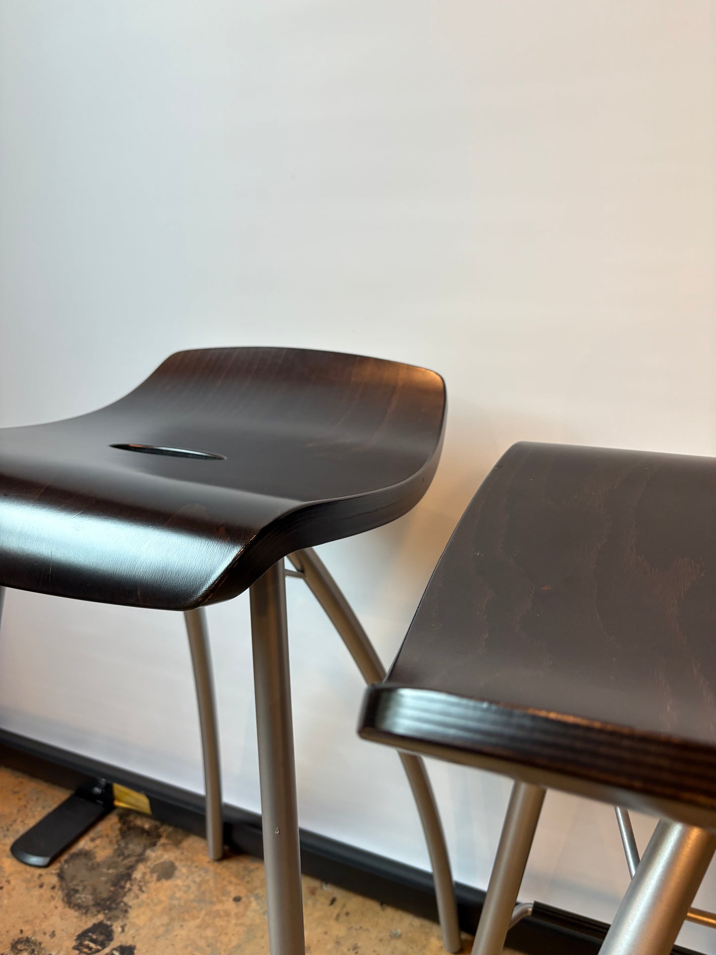 PR OF MODERN WOOD BARSTOOLS