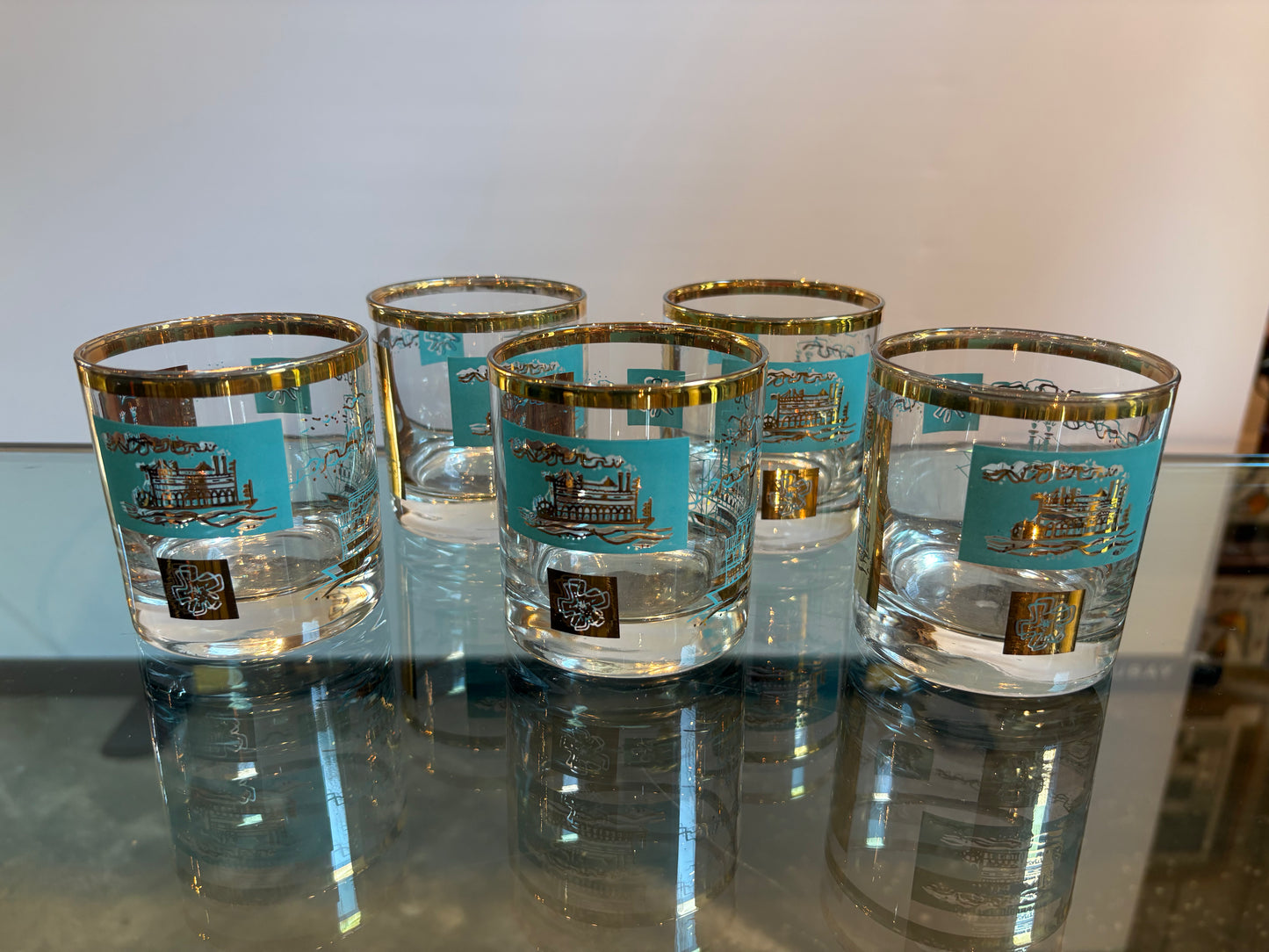 SET OF 5 LIBBY STEAMBOAT GLASSES