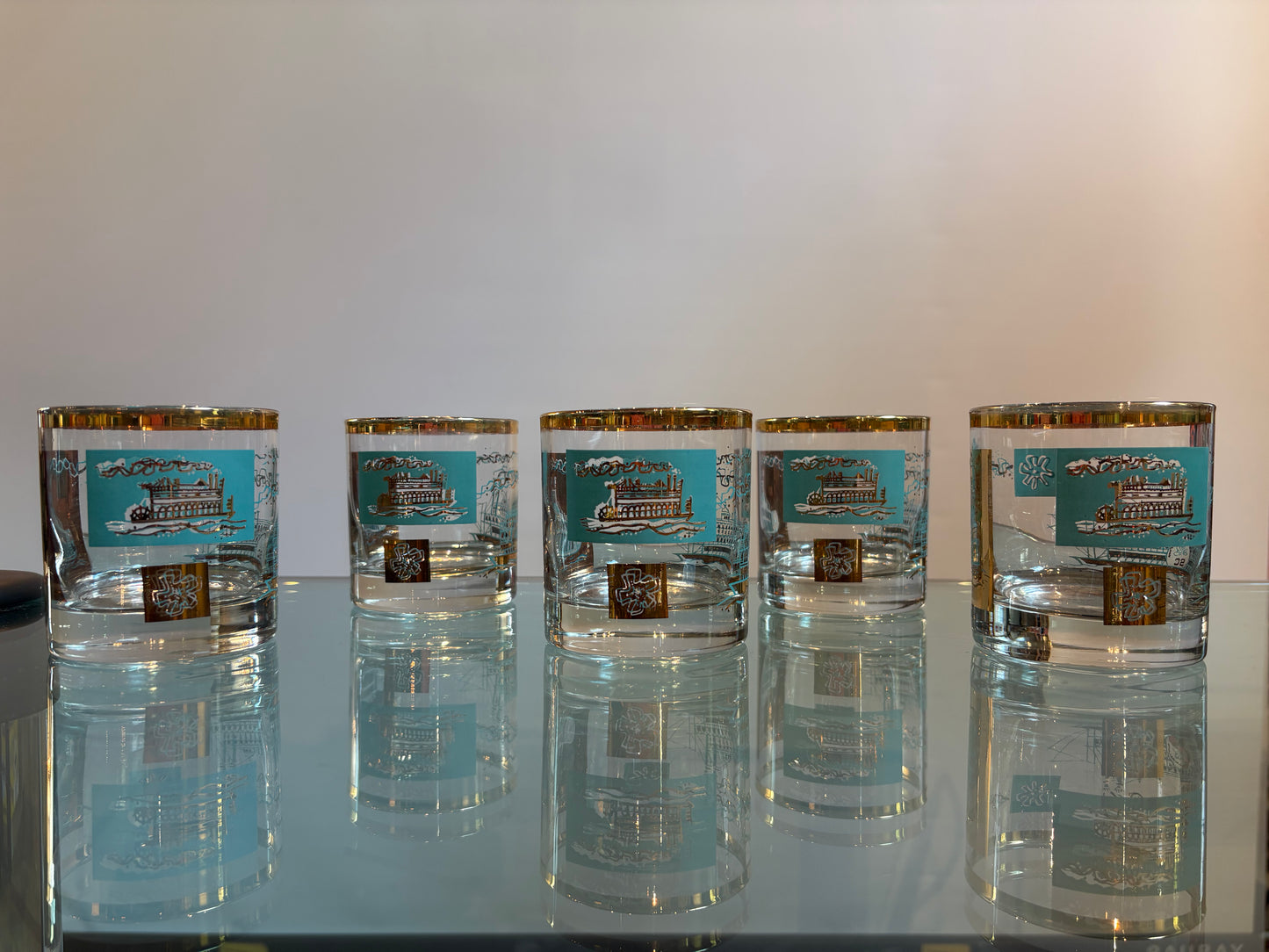 SET OF 5 LIBBY STEAMBOAT GLASSES