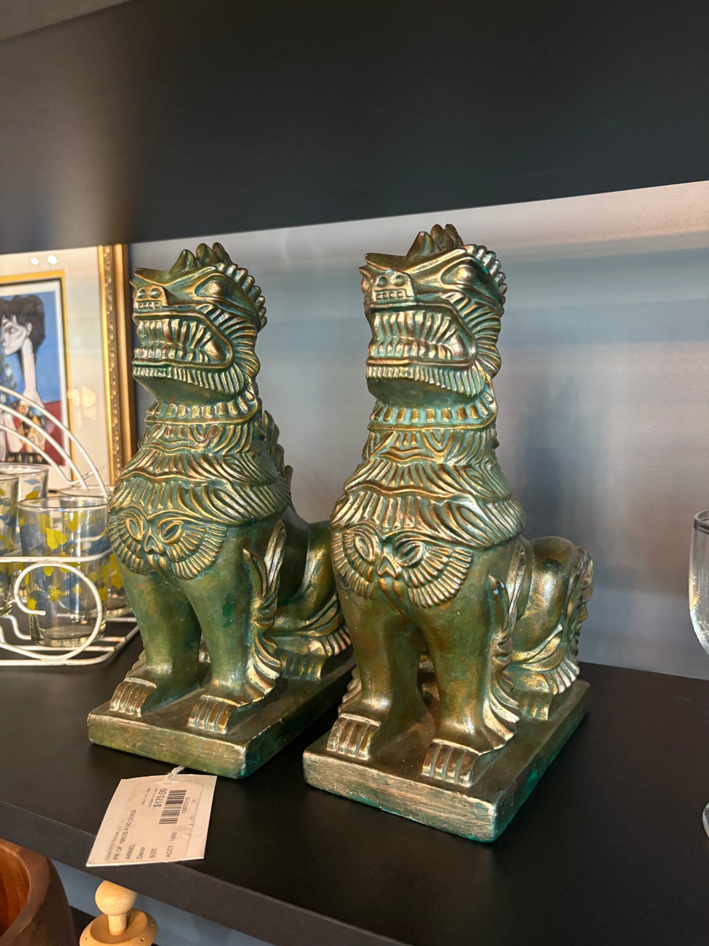 1965 PR OF FOO DOGS SIGNED BY ARNELS