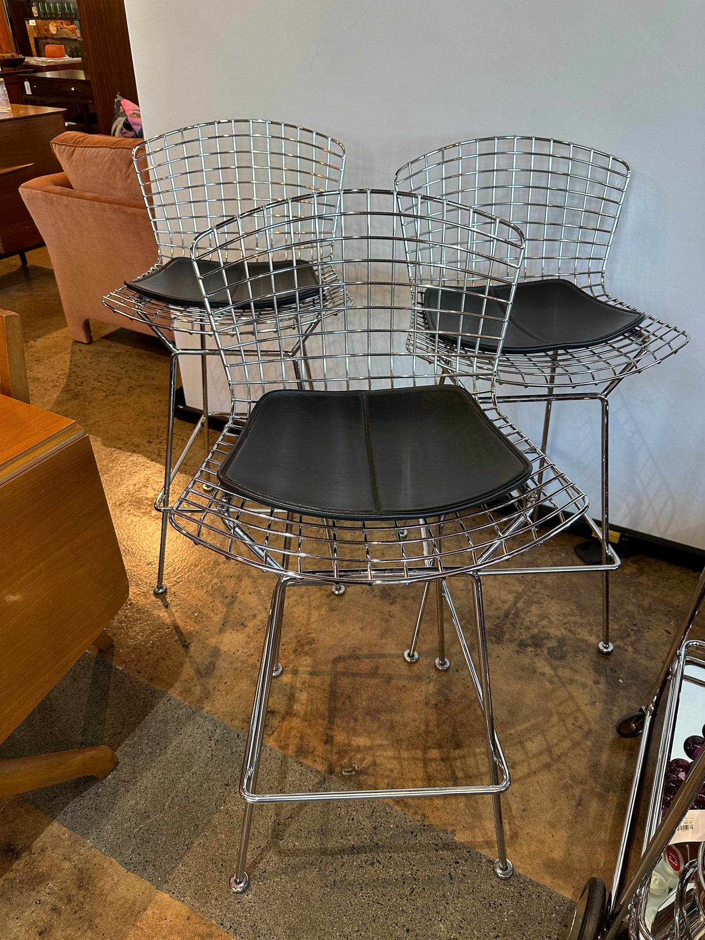 SET OF 3 BERTOIA BARSTOOLS