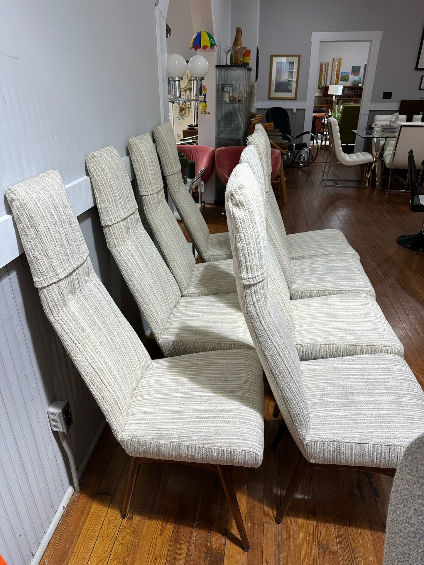 Set of 8 Dining Chairs by Adrian Pearsall with new upholstery