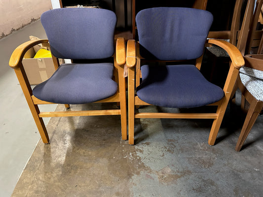 Pair of Vintage Postmodern Maple Upholstered Armchairs by Thonet