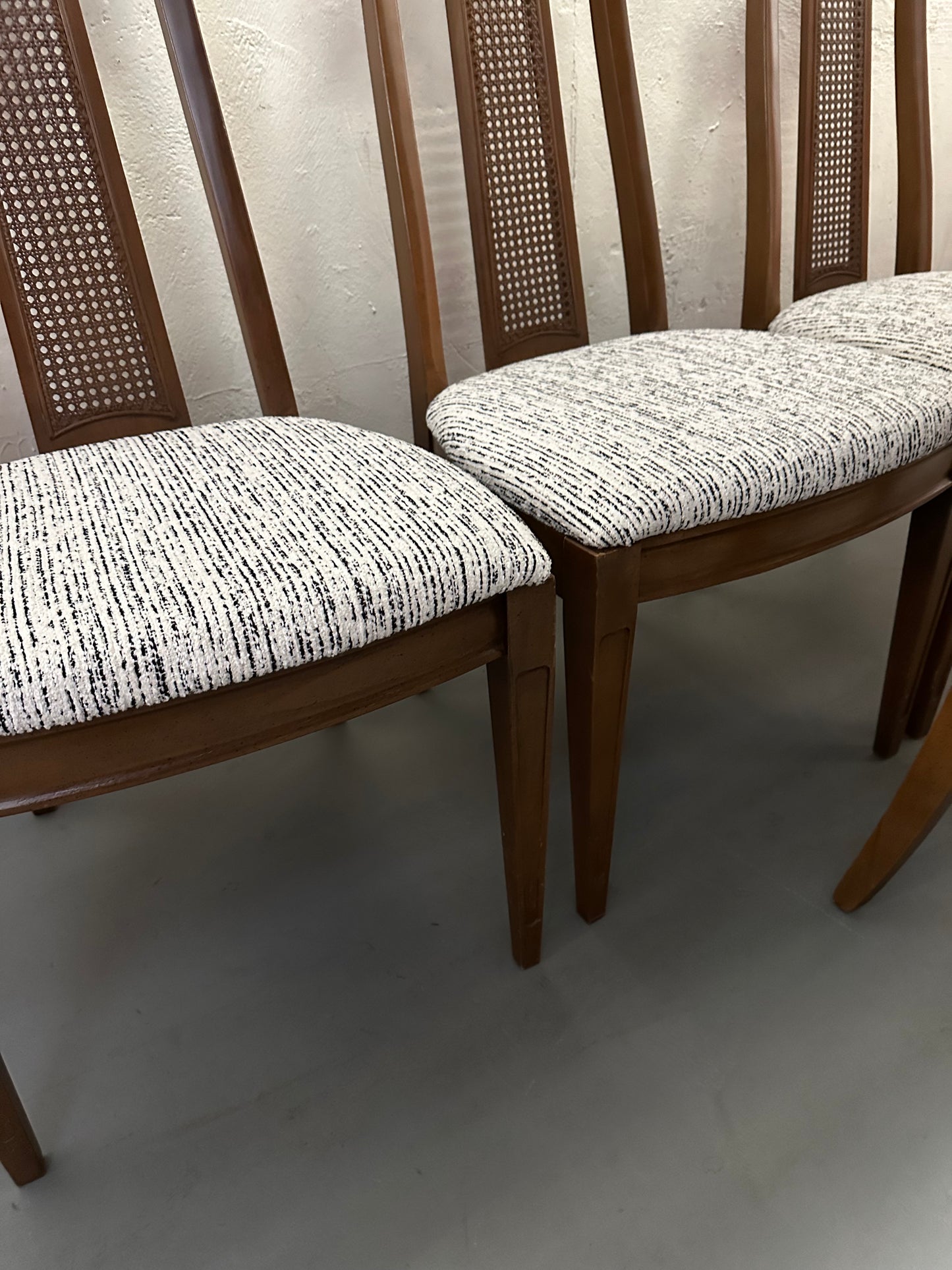 Set of 4 Walnut Cane Dining Chairs from Lenoir/Broyhill