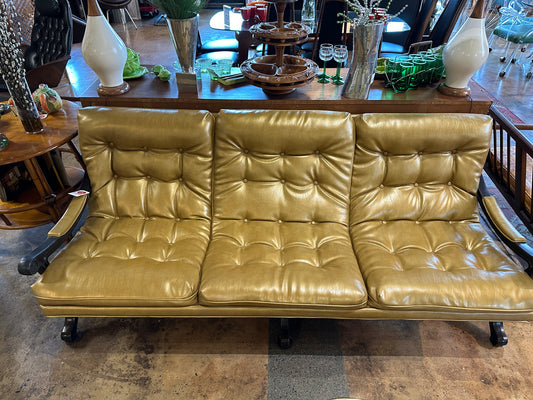 GOLD TUFTED METALLIC LEATHER SOFA