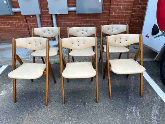 Set 6 Danish Folding Chairs Tufted Back by Norquist Wonderfold