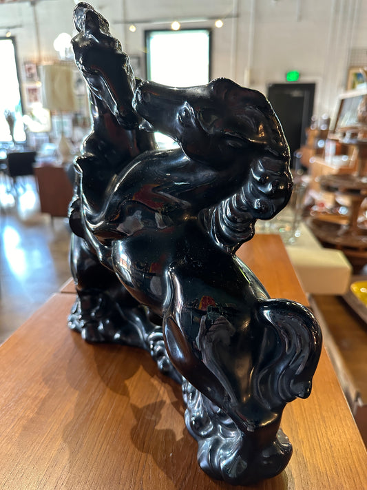 MCM CERAMIC FIGHTING STALLIONS HORSE SCULPTURE