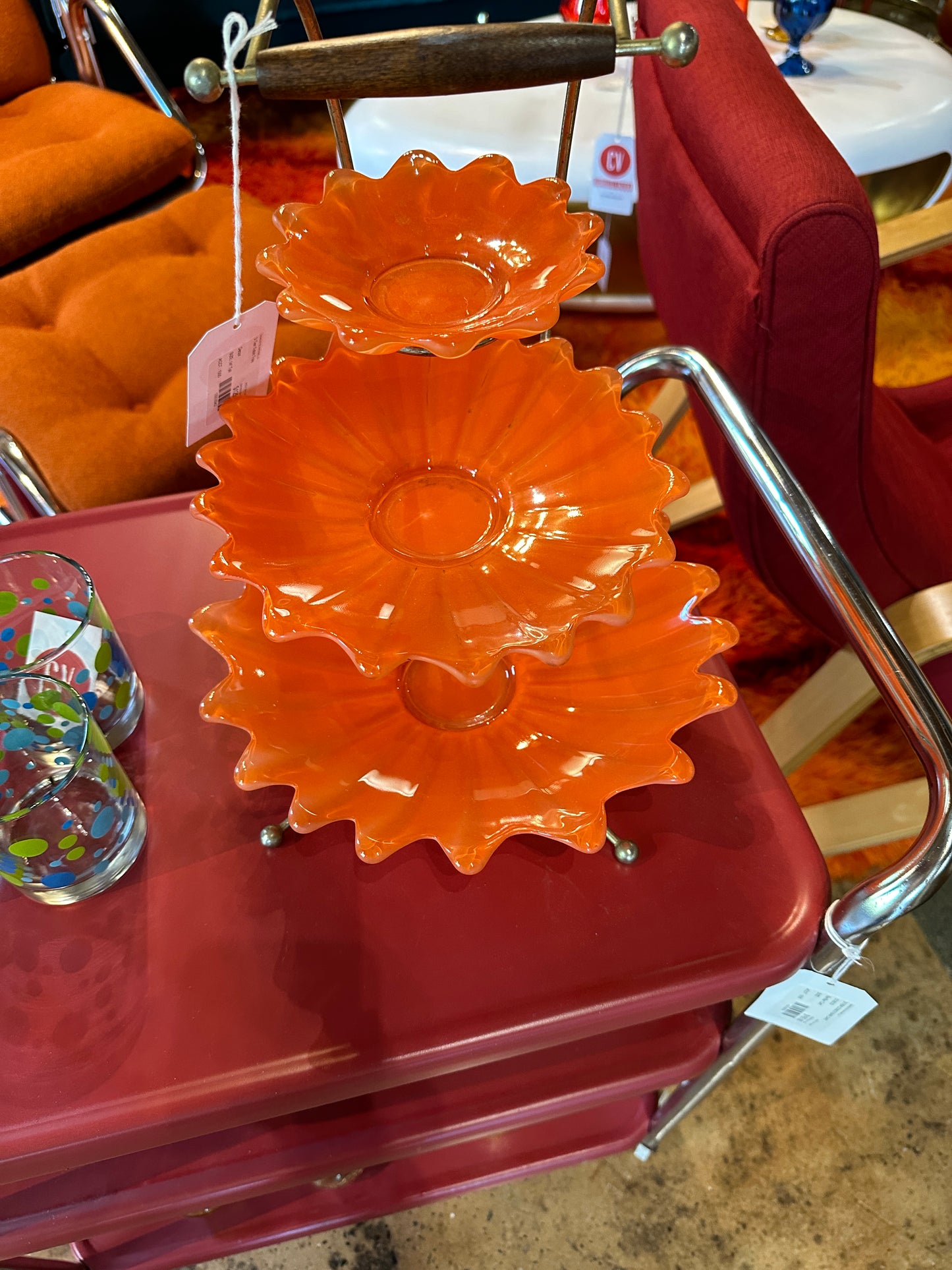 RARE MCM 3-TIER ORANGE TIDBIT TRAY