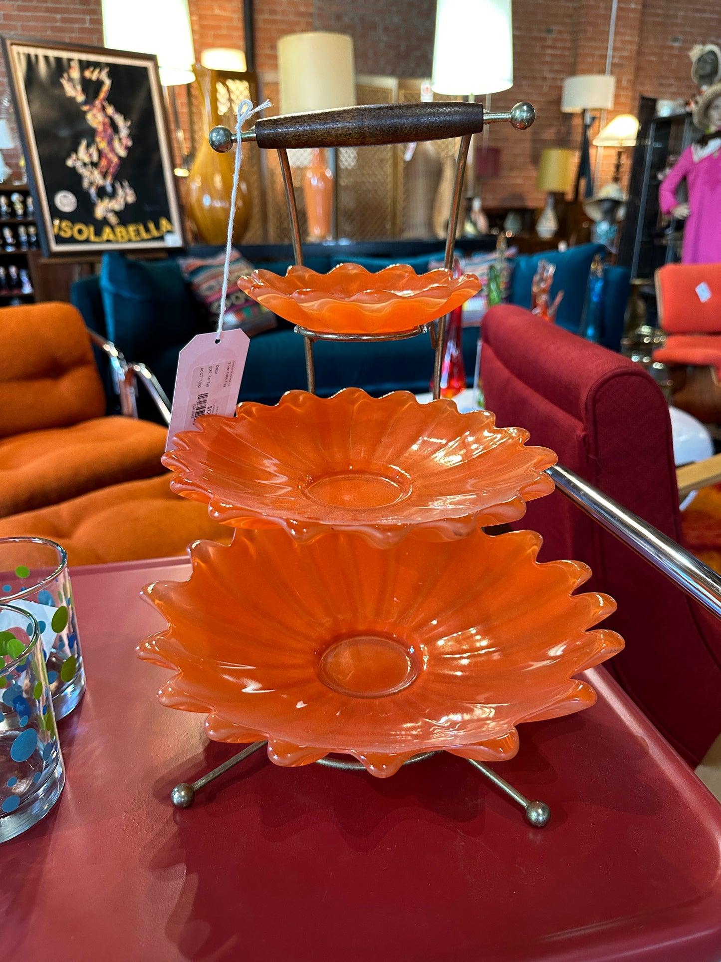 RARE MCM 3-TIER ORANGE TIDBIT TRAY