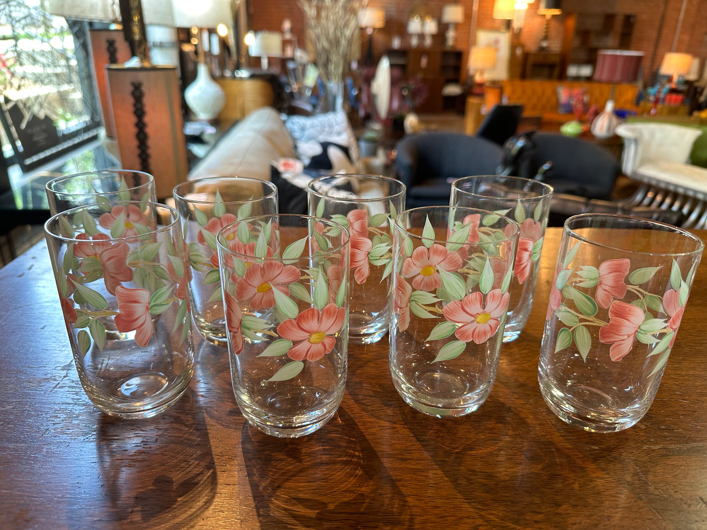 SET OF 8 FRANCISCAN DESERT ROSE GLASSES - SHORT