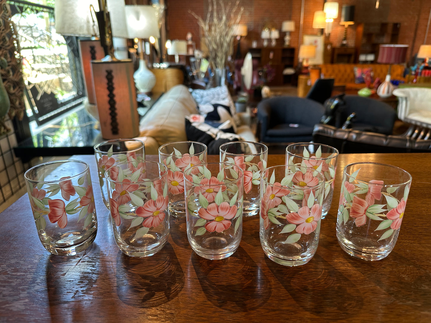 SET OF 9 FRANCISCAN DESERT ROSE JUICE GLASSES