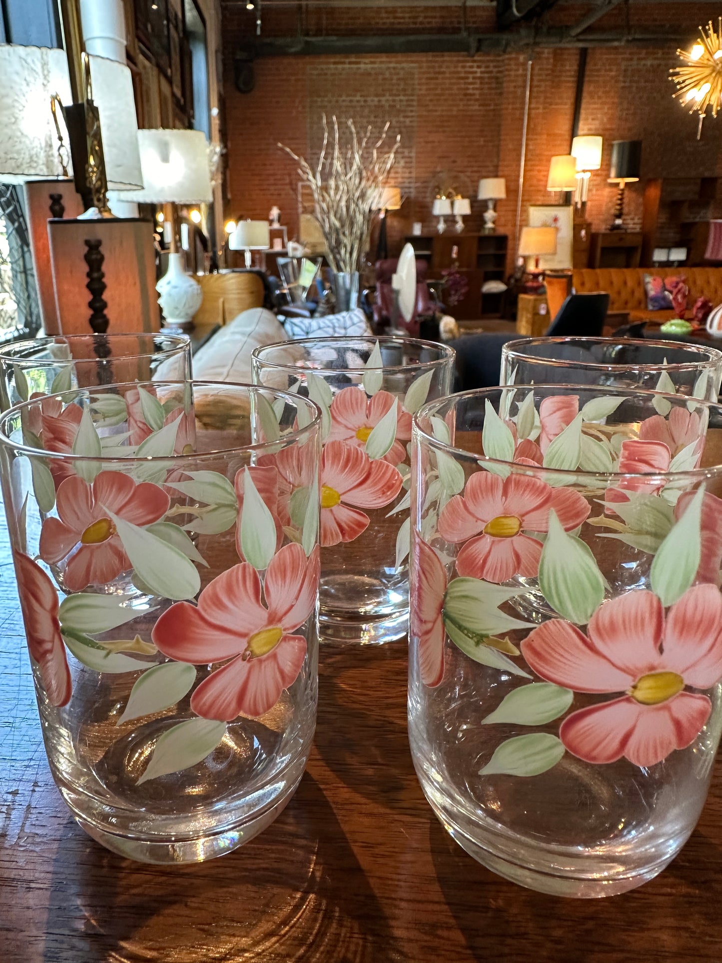 SET OF 9 FRANCISCAN DESERT ROSE JUICE GLASSES