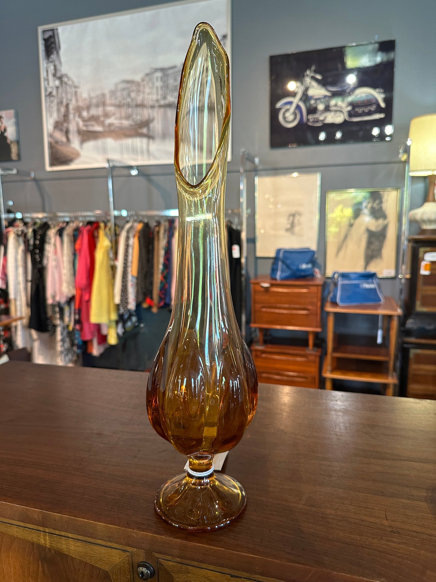 19" Amber Swung Vase