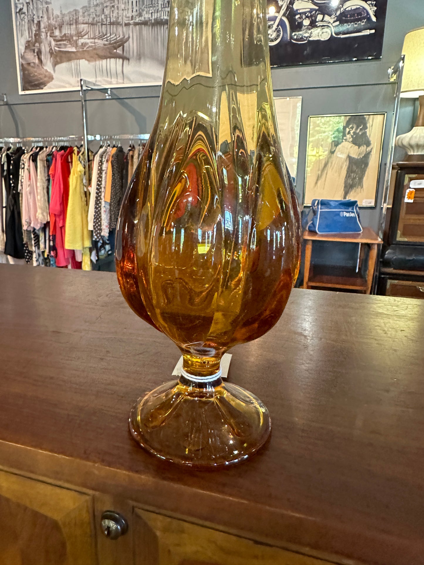 19" Amber Swung Vase