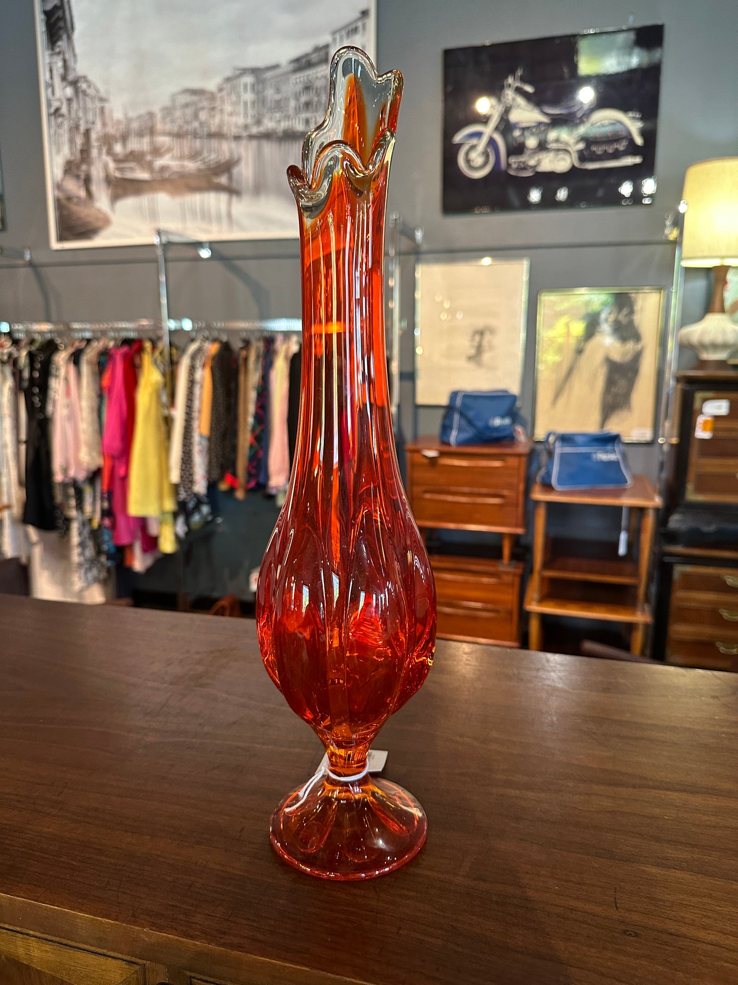 18.25" TALL ORANGE Swung Vase