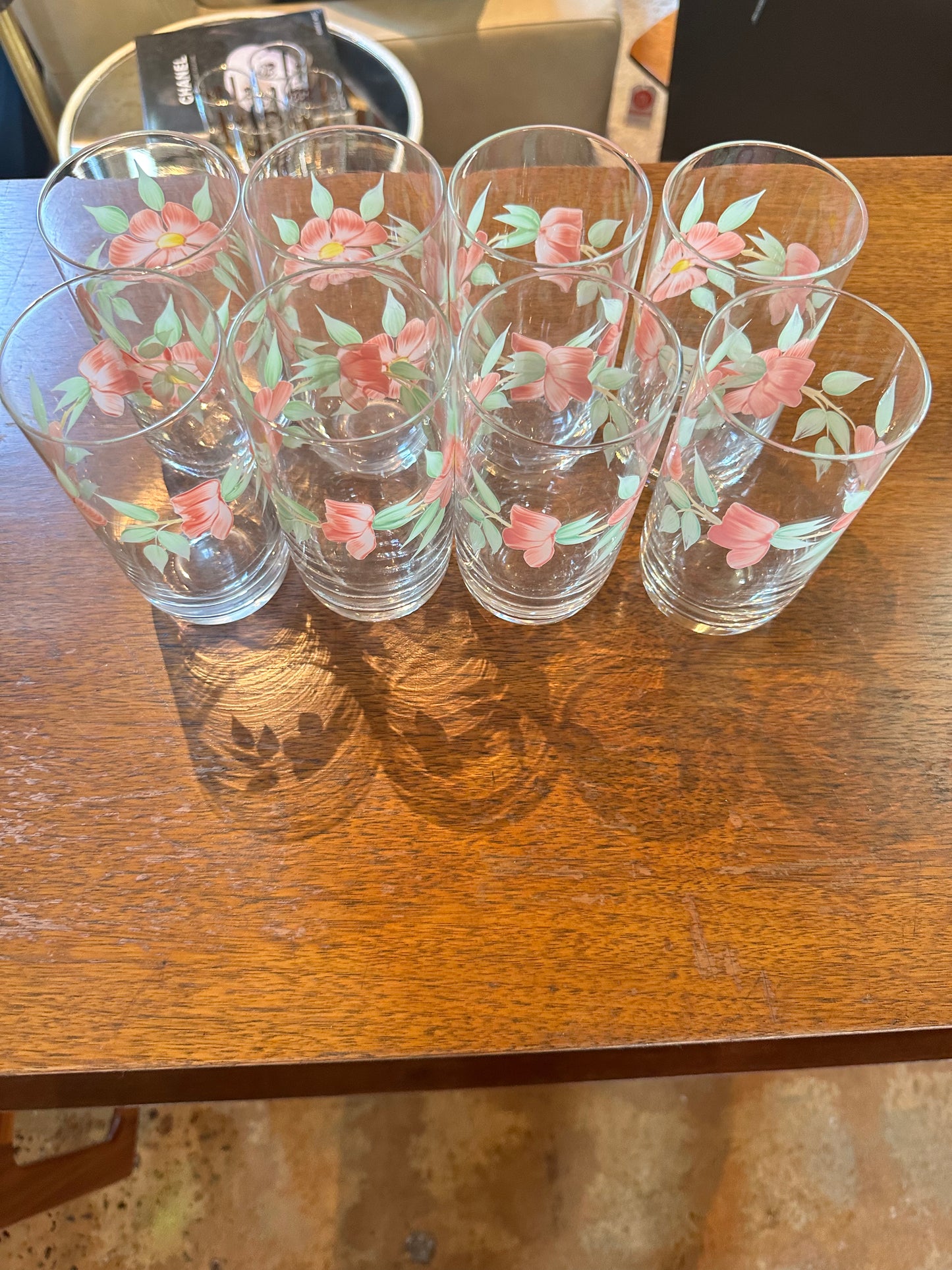 SET OF 8 FRANCISCAN DESERT ROSE GLASSES