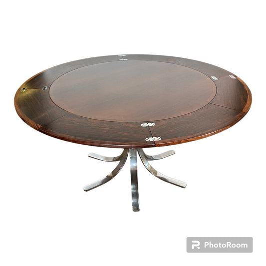 DANISH MODERN ROSEWOOD FLIP-FLAP LOTUS TABLE BY DYRLUND