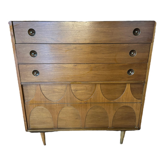 Walnut Brasilia Style Highboy Dresser