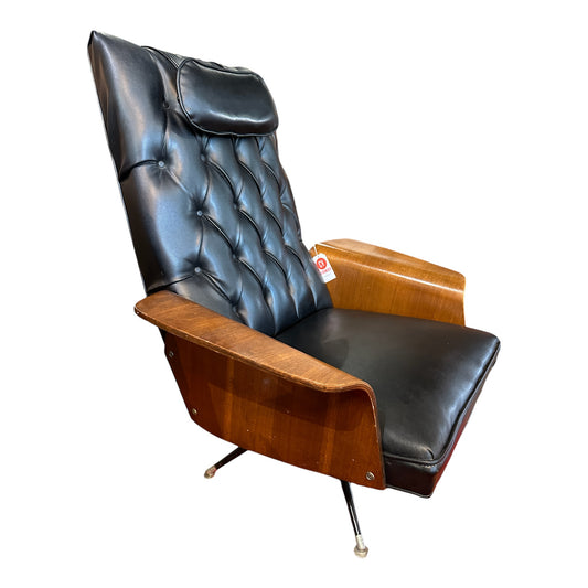 1950S TUFTED LEATHER LOUNGE CHAIR BY MURPHY MILLER FOR PLYCRAFT