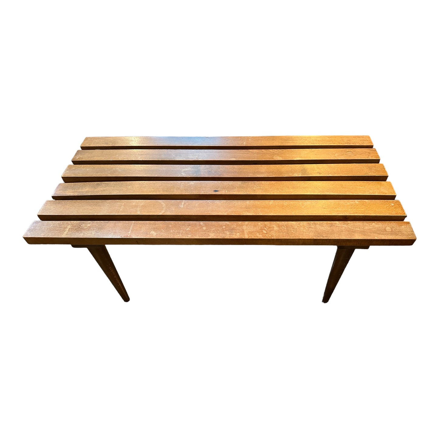 SMALL SLATTED WALNUT BENCH