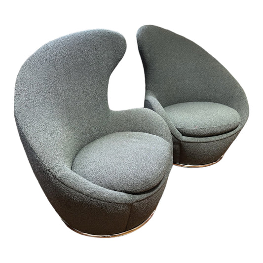 New Pair of Thayer Coggin Right and Left Wing Swivel Chairs