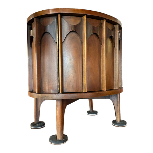 VINTAGE KENT COFFEY PERSPECTA SEMI ROUND WALNUT PECAN NIGHTSTAND