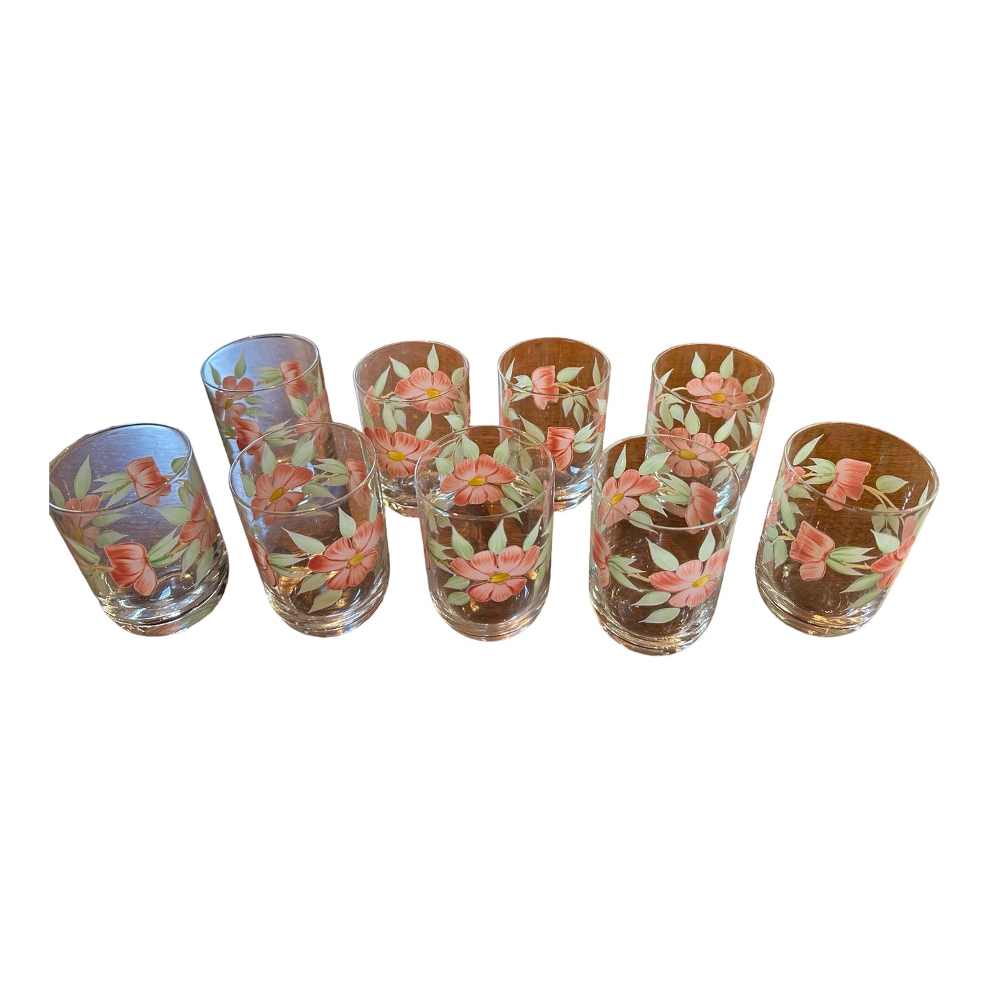 SET OF 9 FRANCISCAN DESERT ROSE JUICE GLASSES