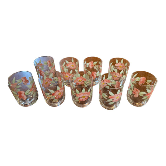 SET OF 9 FRANCISCAN DESERT ROSE JUICE GLASSES