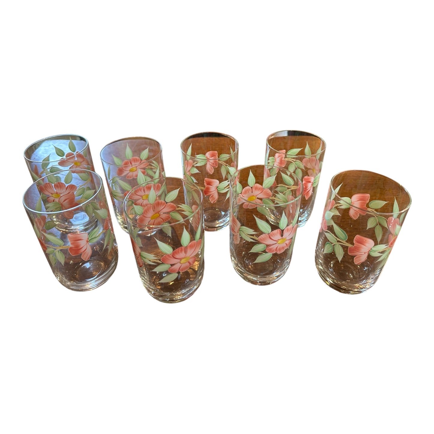 SET OF 8 FRANCISCAN DESERT ROSE GLASSES - SHORT